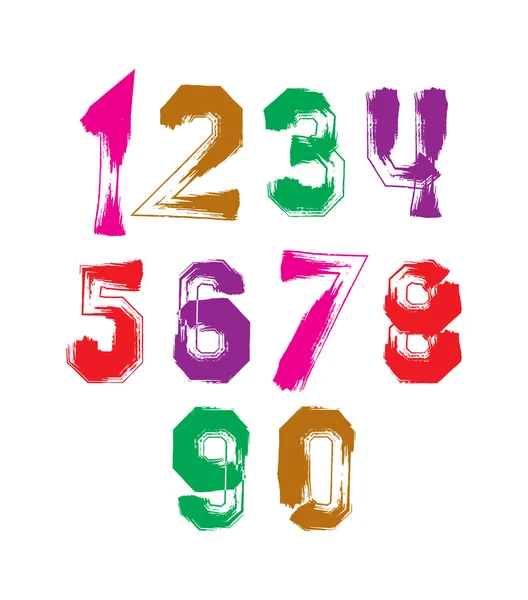 Multicolored handwritten numbers — Stock Vector