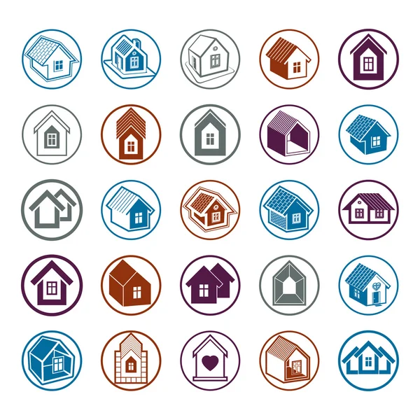 Cottages collection icons — Stok Vektör