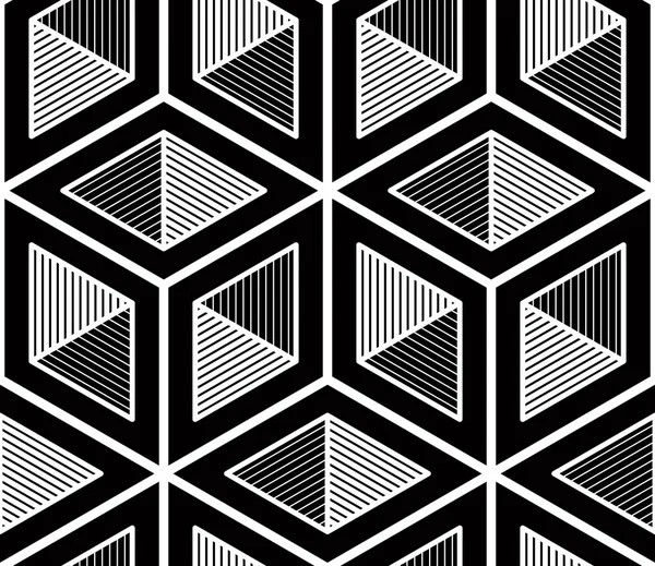 Contrast black and white symmetric seamless pattern with interwe — Stock Vector