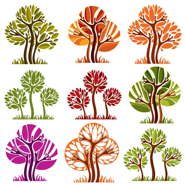 art drawn colorful trees