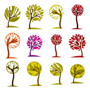 drawn colorful trees