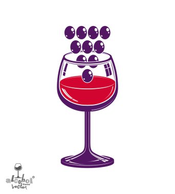 Stylized wineglass with grapes