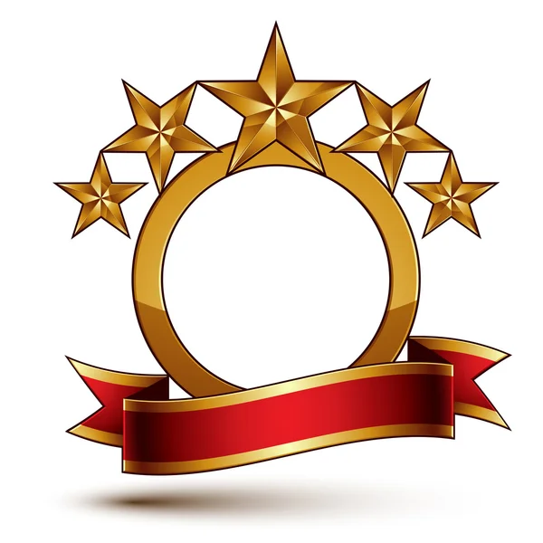 Golden ring, stars and ribbon — Stok Vektör