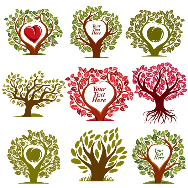 Trees with red heart — Wektor stockowy