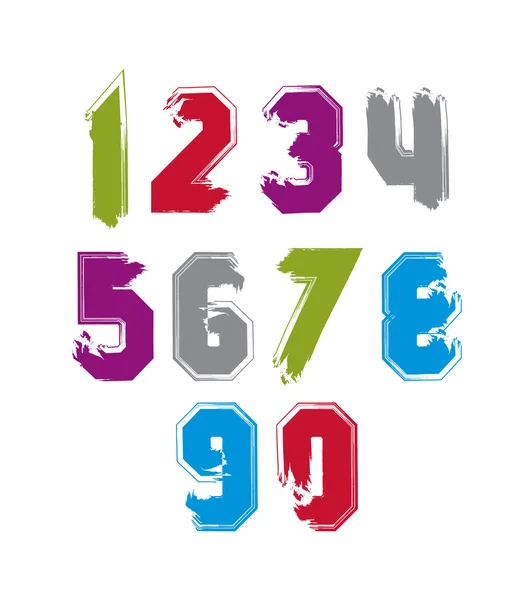 Multicolored handwritten numbers — Stock Vector