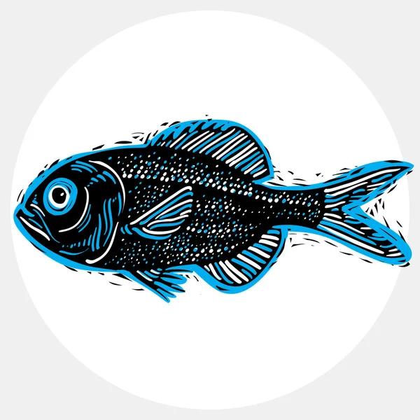 Silueta dibujada a mano de pescado — Vector de stock