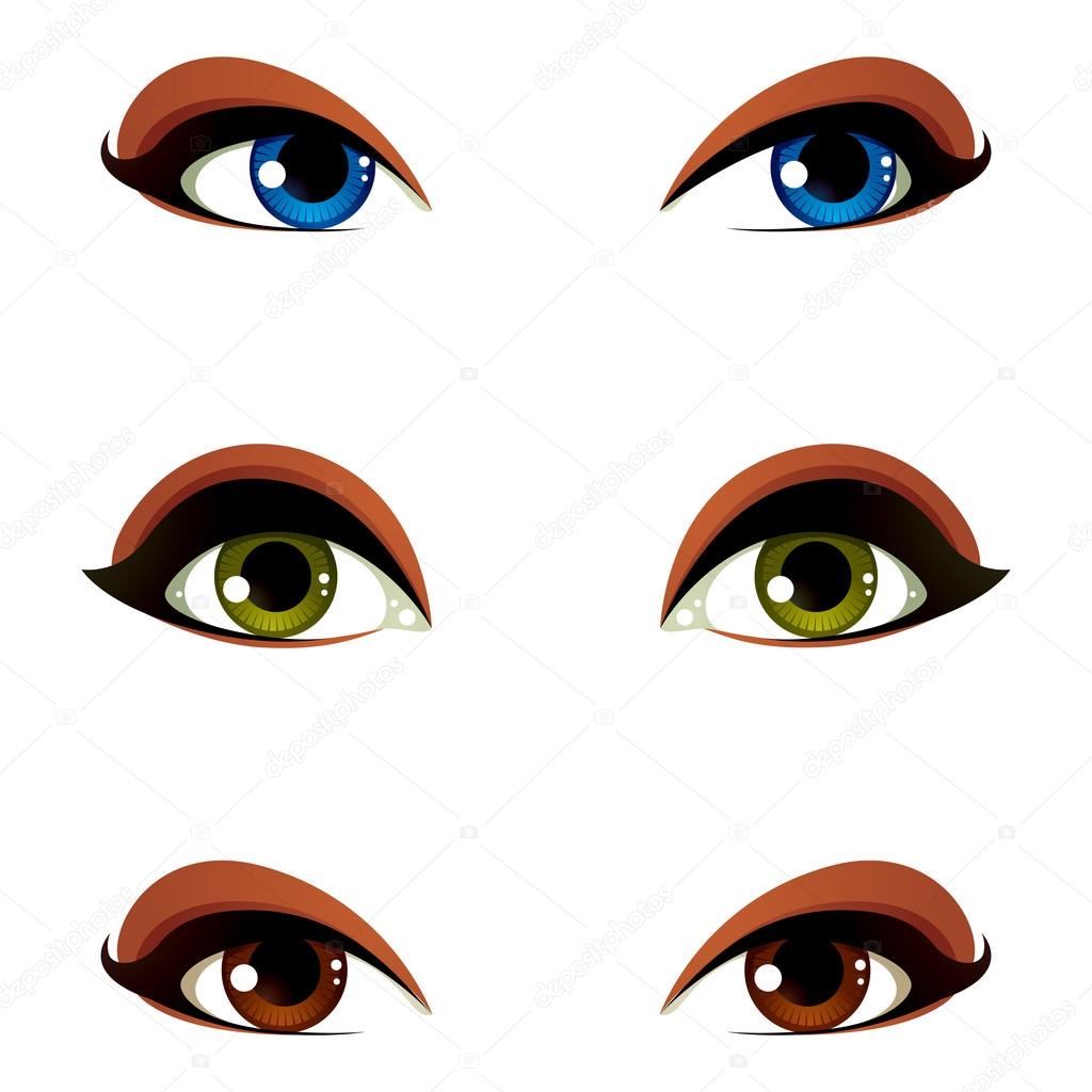 female eyes in different emotion