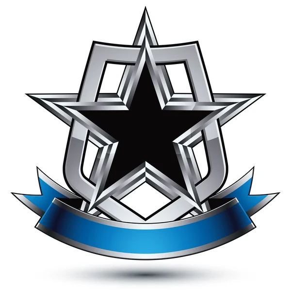 Silver star and blue ribbon — Stockový vektor
