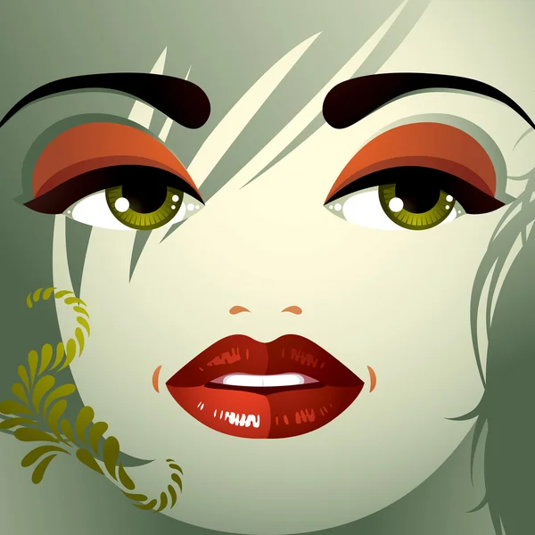 Rostro de joven hermosa dama — Vector de stock