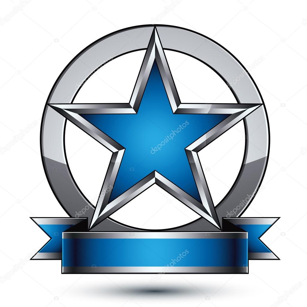 Silver star with wavy ribbon