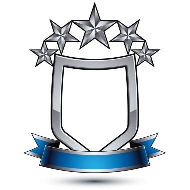 Five silver stars over shield