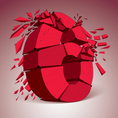 Boyutlu wireframe kırmızı numarası 6