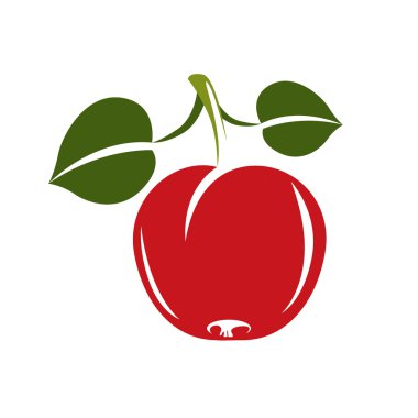 yeşil yaprakları ile kırmızı elma