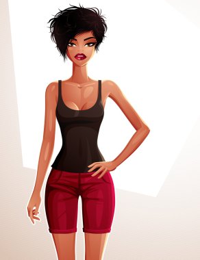 Young pretty tanned lady