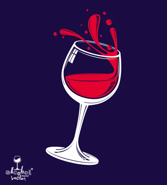 3d realistic wine goblet with splash — Stockvector