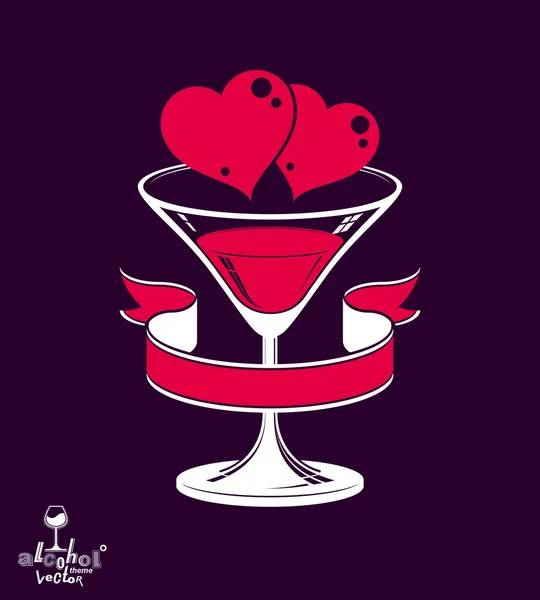 Valentine's day festive glass — Stockvector