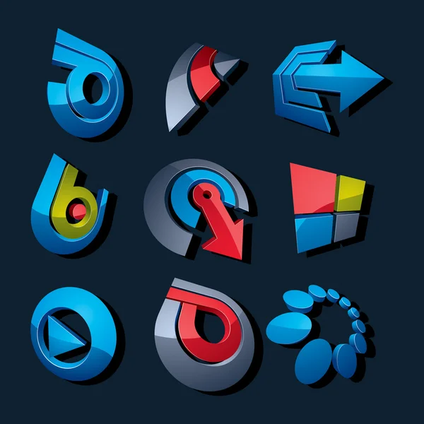 3D abstract pictogrammen instellen — Stockvector