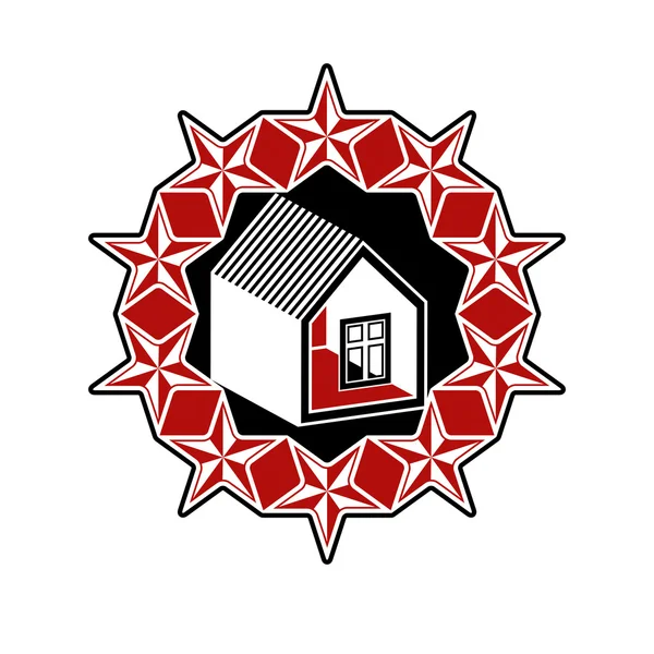 Simple house surrounded with festive stars — Stock Vector