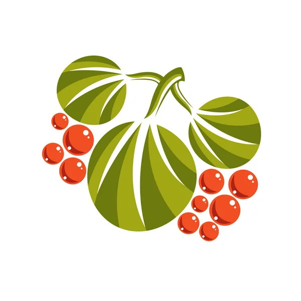 Green leaves with orange berries — Stock vektor