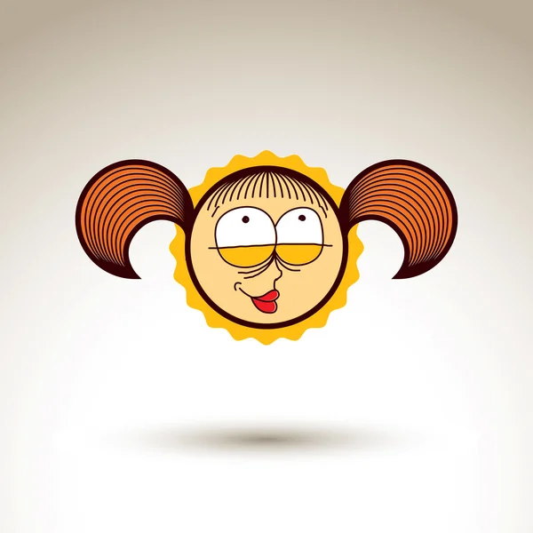 Hand drawn happy smiling girl — Stockvector