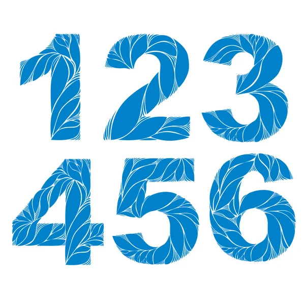 Blue elegant floral numbers — 图库矢量图片