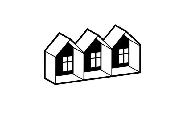 Casas simples monocromáticas — Vetor de Stock