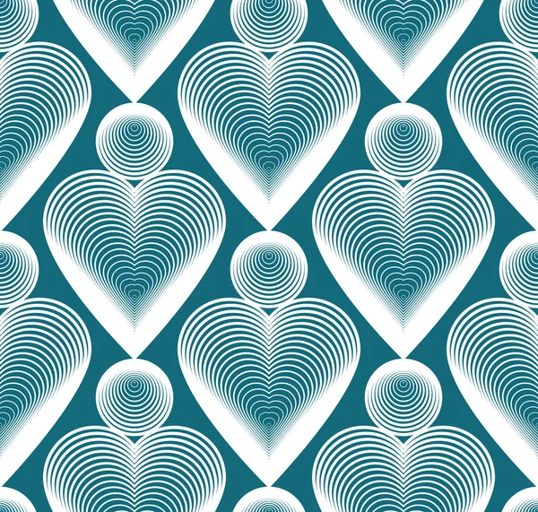 Patrón sin costuras con corazones decorativos — Vector de stock