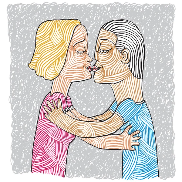 幸福的家庭情侣接吻 — 图库矢量图片