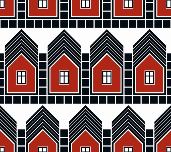 Houses and cottages continuous background — Stock Vector