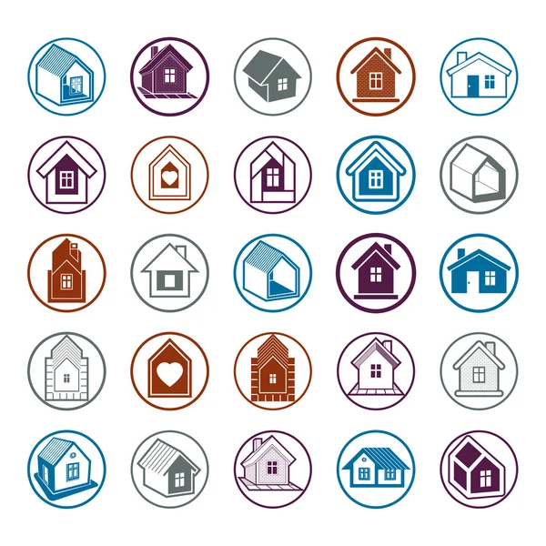 Cottages collection, real estate — Stockvector