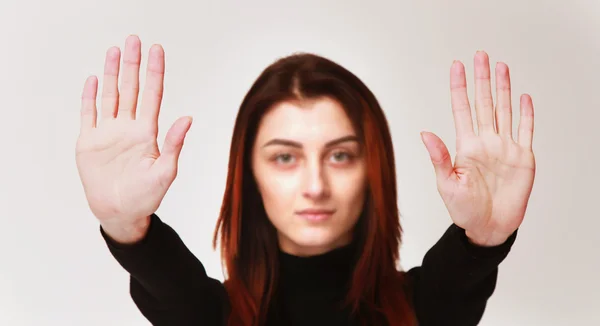 Stop! (Lichaamstaal, gebaren, psychologie) — Stockfoto