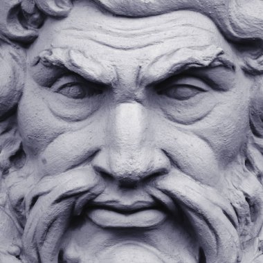 Tanrım, Zeus. Tanrıların kralı Olimpos Dağı 'nın hükümdarı ve gök gürültüsü tanrısı. Eski bir heykel parçası..