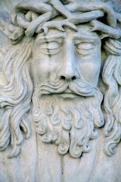 Forntida Stenstaty Helig Svepning Med Guds Ansikte Jesus Christus — Stockfoto