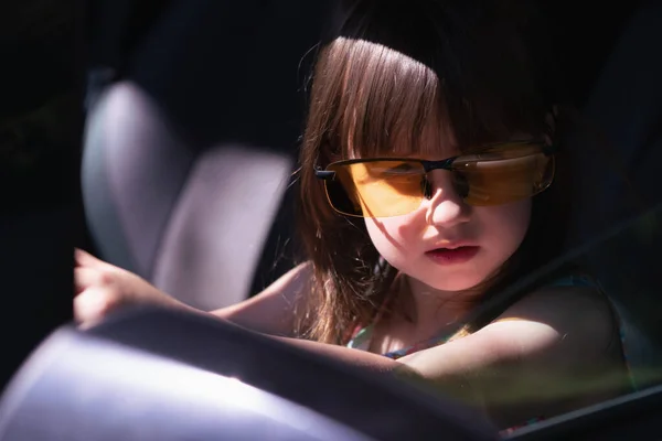 Dangers Risks Underage Driving Beautiful Young Girl Driving Car — Stock Photo, Image