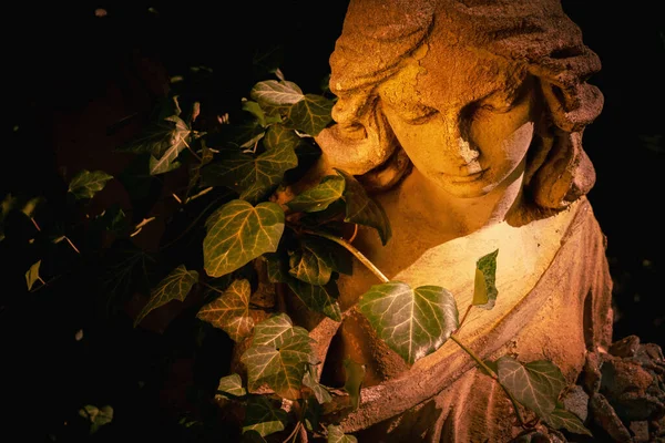 Прекрасный Ангел Старинное Изображение Древней Каменной Статуи — стоковое фото