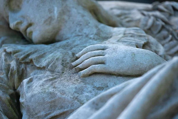 Fragmento Una Antigua Estatua Del Fin Vida Humana Hermosa Luz —  Fotos de Stock