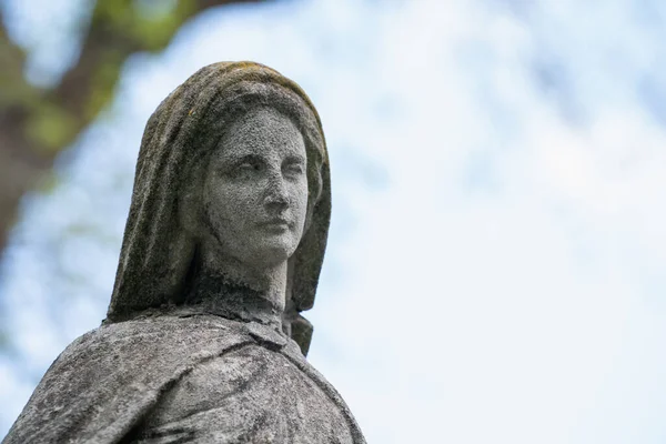 Antique Statue Virgin Mary Religion Faith Suffering Love Concept Copy — Stock Photo, Image