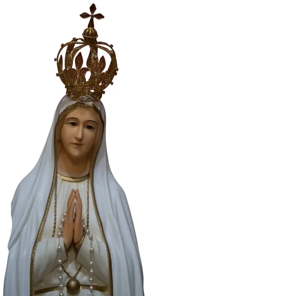 Reina Del Cielo Antigua Estatua Virgen María Aislado Sobre Fondo —  Fotos de Stock