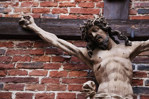 Heiliges Kreuz Mit Dem Gekreuzigten Jesus Christus Fragment Einer Antiken — Stockfoto