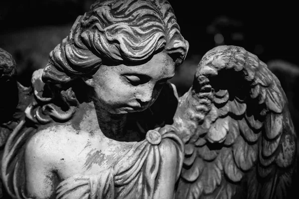 Dramatic Portrait Angel Image Deep Shadows Fragment Ancient Statue Death Stock Image