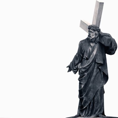 Yüce İsa aşkına! Ebedi hayatın sembolü olarak antik bir heykel. Boşluğu kopyala.