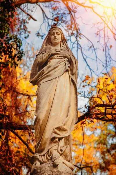 Bella Figura Della Vergine Maria Statua Antica — Foto Stock