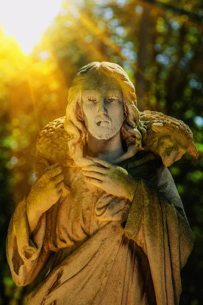 Ancienne Statue Jésus Christ Bon Pasteur — Photo