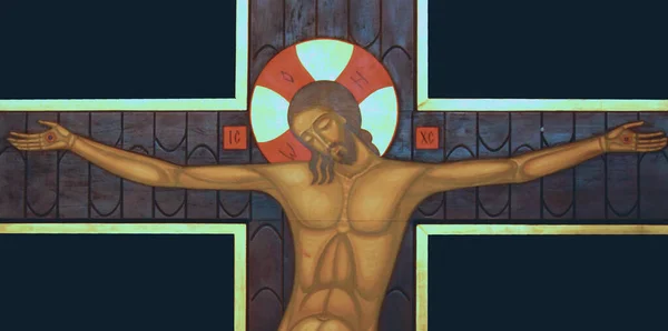 Die Kreuzigung Jesu Christi Als Symbol Der Liebe Gottes Horizontales — Stockfoto