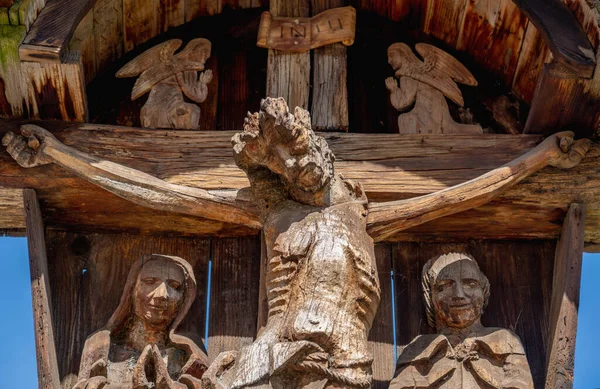 Very Ancient Wooden Statue Crucifixion Jesus Christ — Stock Photo, Image