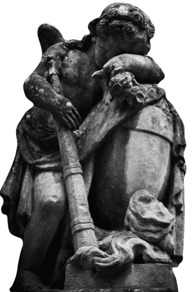 Ein Todesengel Eine Antike Statue Isoliert Auf Weißem Hintergrund — Stockfoto