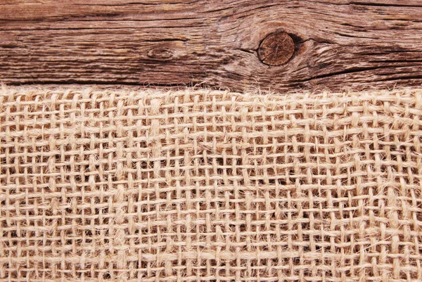 Sfondo di tela e texture in legno — Foto Stock