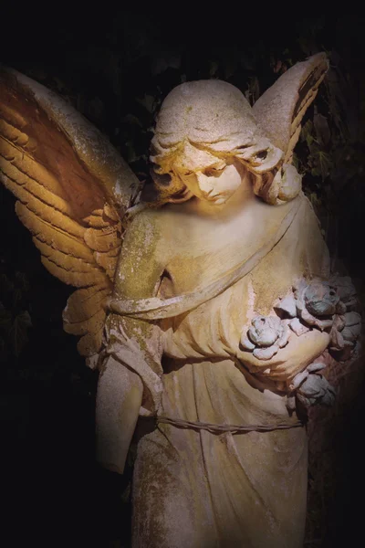 Vintage image of a sad angel on a cemetery — Stock Photo, Image