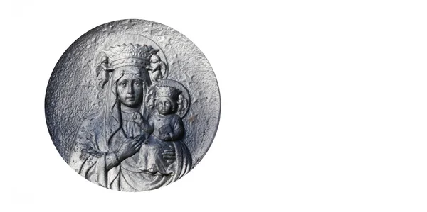 H에서 아기 예 수 그리스도와 성모 마리아의 실버 동상 — 스톡 사진
