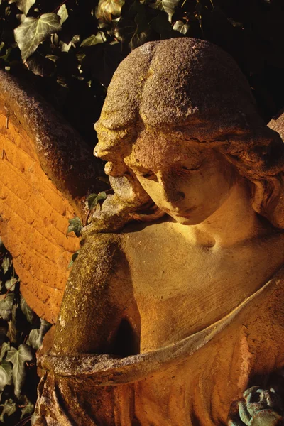 Sztuka obrazu smutny anioł na cmentarzu przed deseń — Zdjęcie stockowe